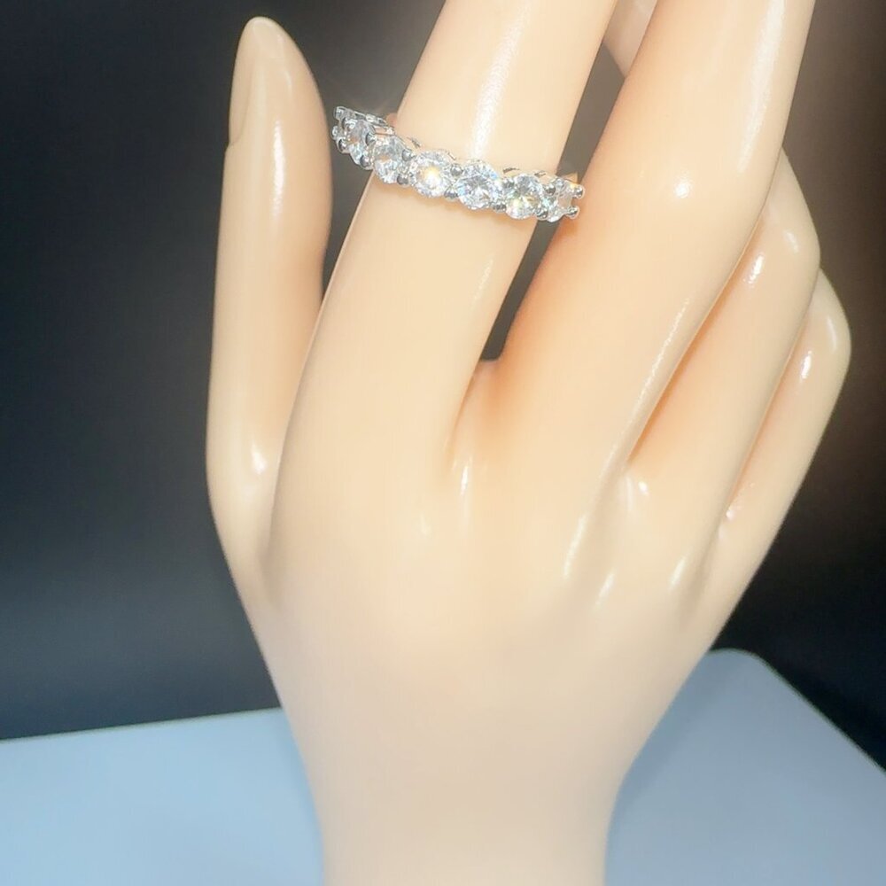 Cubic Zirconia Silver Tone Band Ring Size 9 - Picture 3 of 11